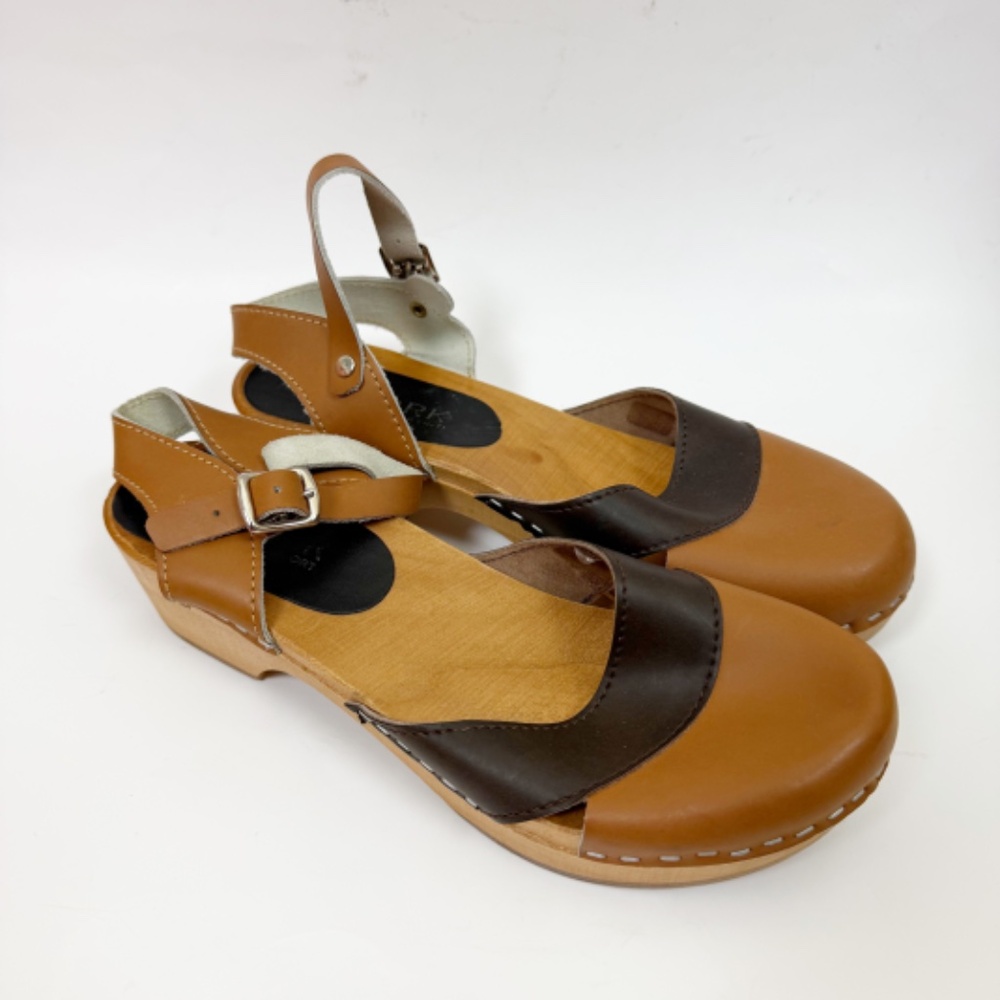 Bjork Mila Wooden Clog Sandals Brown Size 38